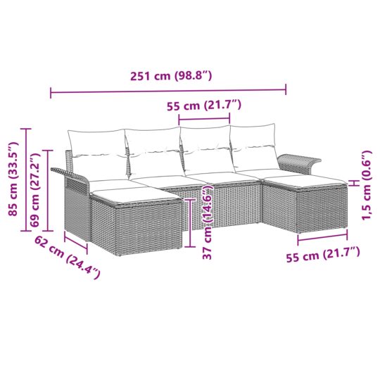 3345467 11 Set de canapele pentru grădină cu pernă 6 pcs Negru Rattan poli 3345467 11