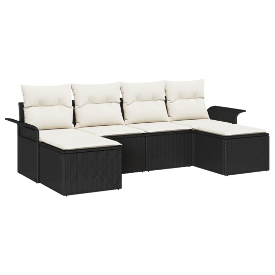 3345467 2 Set de canapele pentru grădină cu pernă 6 pcs Negru Rattan poli 3345467 2