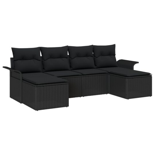 3345473 2 Set de canapele pentru grădină cu pernă 6 pcs Negru Rattan poli 3345473 2