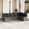 3345479 1 Set de canapele pentru grădină cu pernă 8 pcs Gri Rattan poli 3345479 1