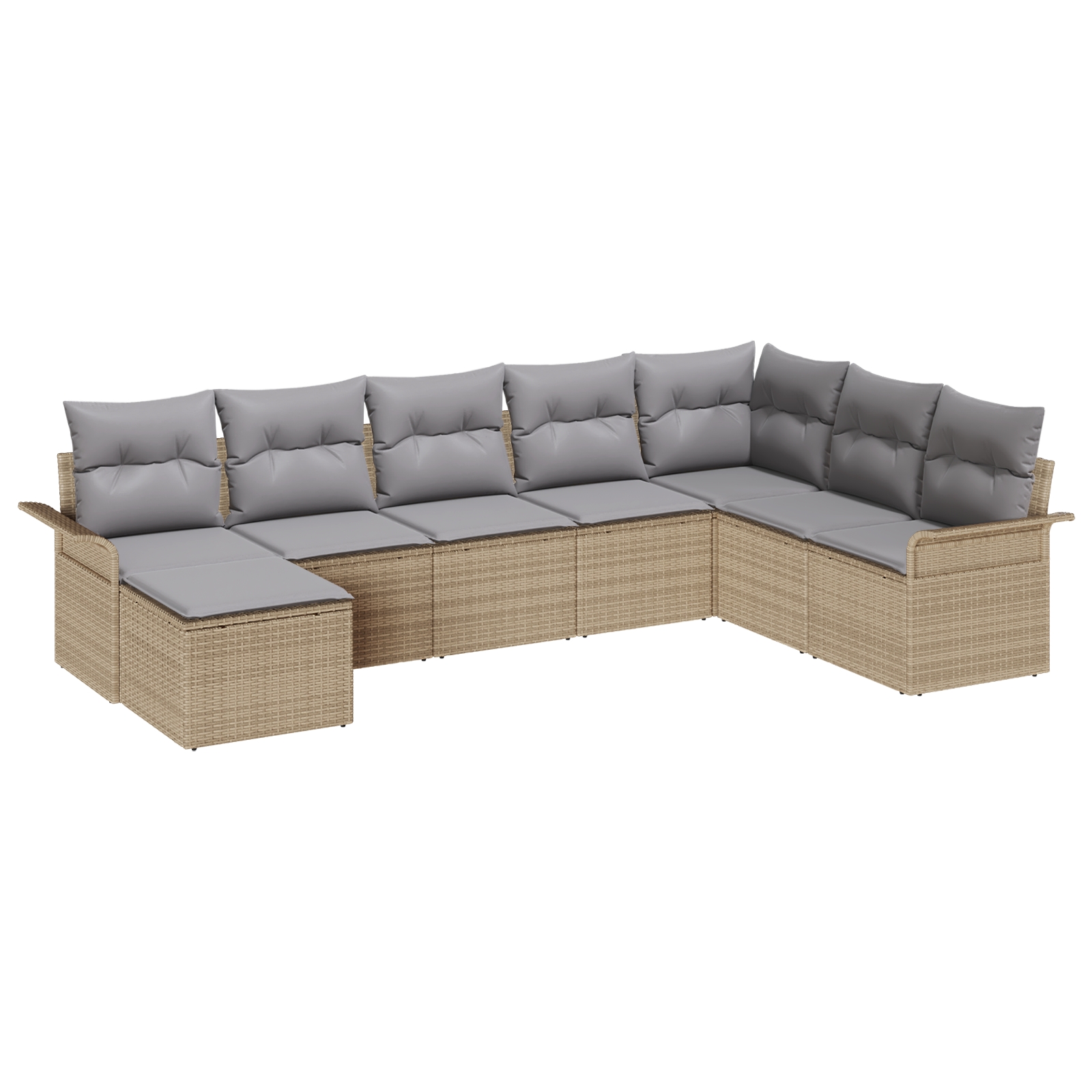 3345480 2 Set de canapele pentru grădină cu pernă 8 pcs Bej Rattan poli Set de canapele pentru grădină cu pernă 8 pcs Bej Rattan poli - imagine 2
