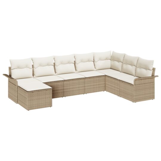 3345481 2 Set de canapele pentru grădină cu pernă 8 pcs Bej Rattan poli 3345481 2