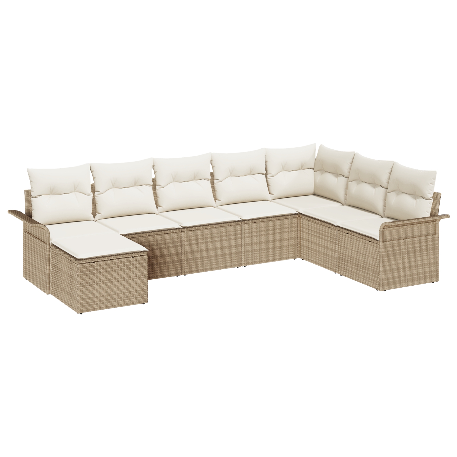3345481 2 Set de canapele pentru grădină cu pernă 8 pcs Bej Rattan poli Set de canapele pentru grădină cu pernă 8 pcs Bej Rattan poli - imagine 2