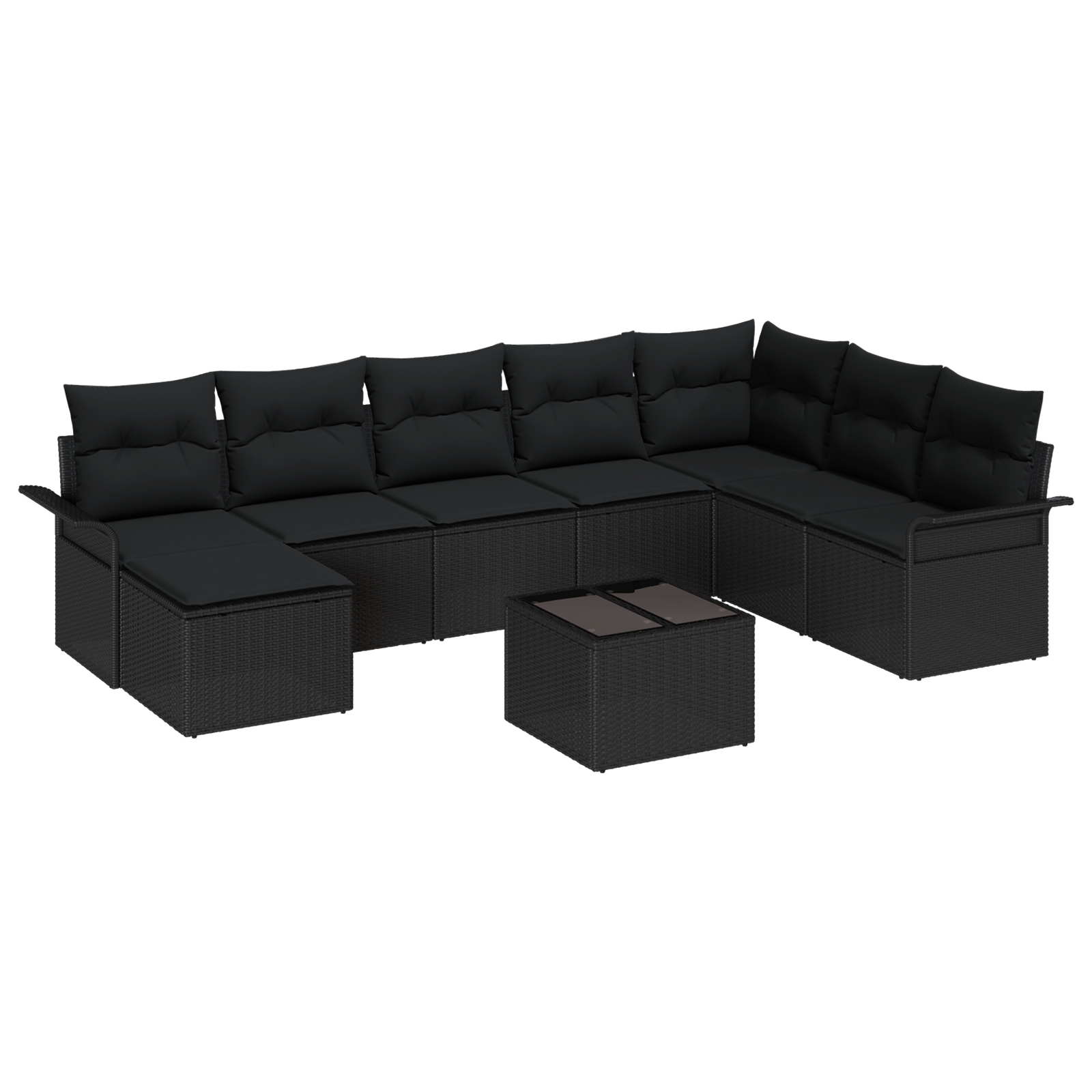 3345493 2 Set de canapele pentru grădină cu pernă 9 pcs Negru Rattan poli Set de canapele pentru grădină cu pernă 9 pcs Negru Rattan poli - imagine 2