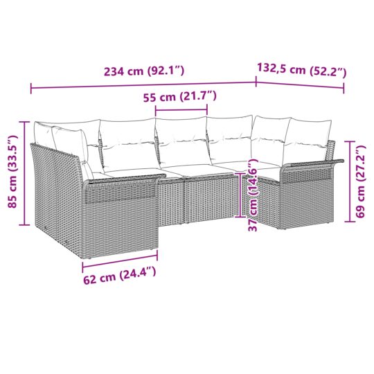 3345499 11 Set de canapele pentru grădină cu pernă 6 pcs Gri Rattan poli 3345499 11