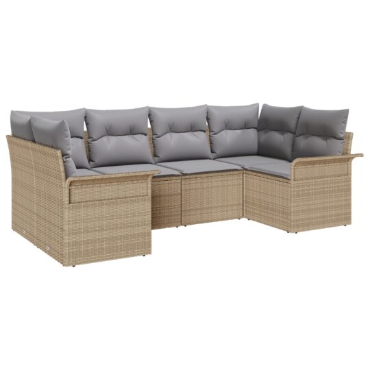 3345500 2 Set de canapele pentru grădină cu pernă 6 pcs Bej Rattan poli 3345500 2