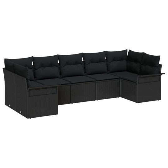3345513 2 Set de canapele pentru grădină cu pernă 7 pcs Negru Rattan poli 3345513 2