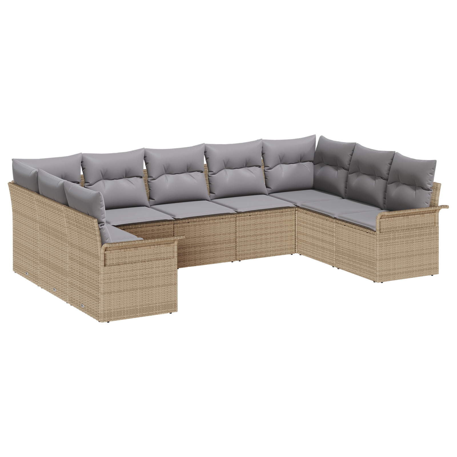 3345520 2 Set de canapele pentru grădină cu pernă 9 pcs Bej Rattan poli Set de canapele pentru grădină cu pernă 9 pcs Bej Rattan poli - imagine 2