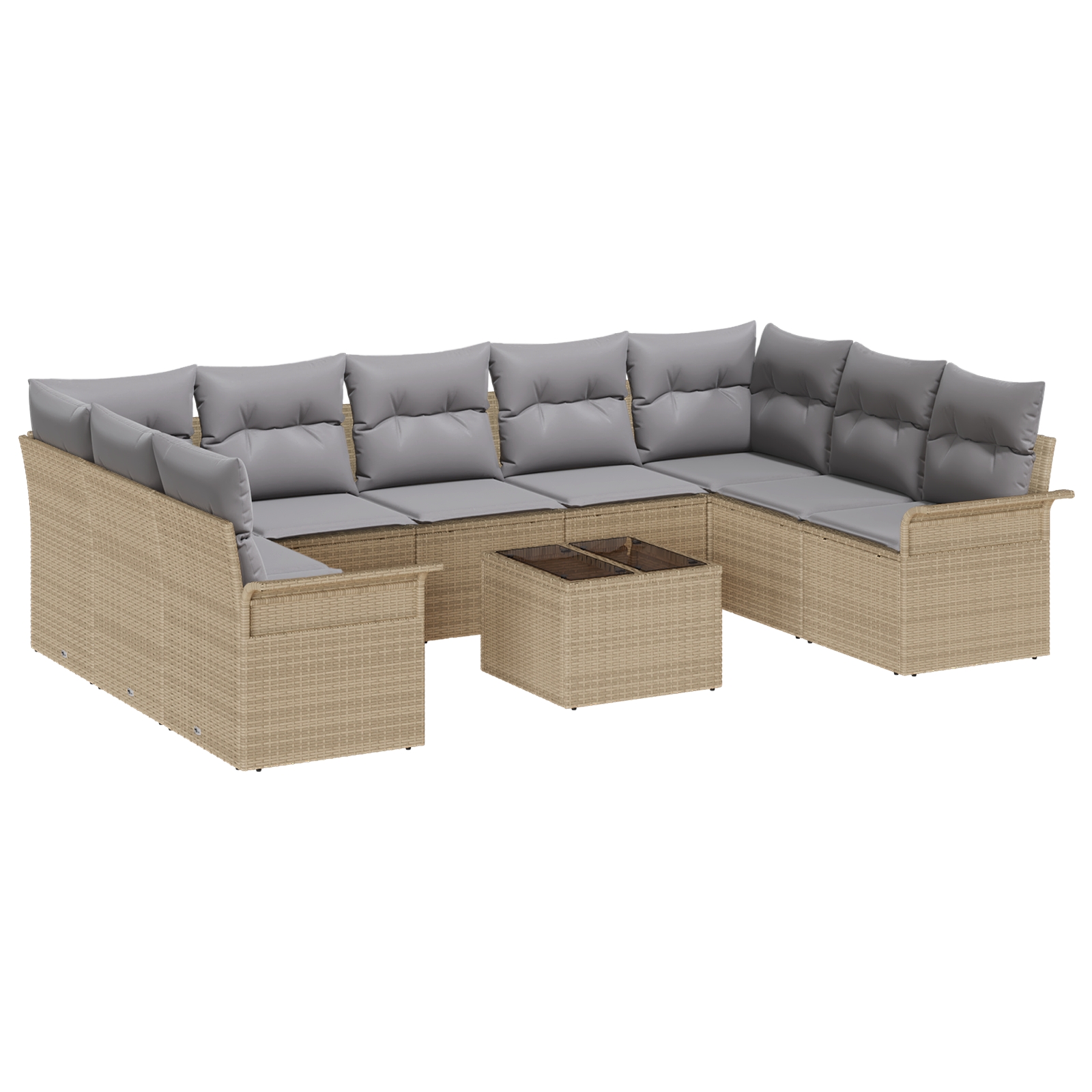 3345530 2 Set de canapele pentru grădină cu pernă 10 pcs Bej Rattan poli Set de canapele pentru grădină cu pernă 10 pcs Bej Rattan poli - imagine 2