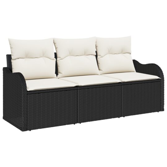 3345557 2 Set de canapele pentru grădină cu pernă 3 pcs Negru Rattan poli 3345557 2