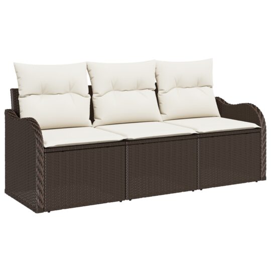 3345558 2 Set de canapele pentru grădină cu pernă 3 pcs Maro Rattan poli 3345558 2