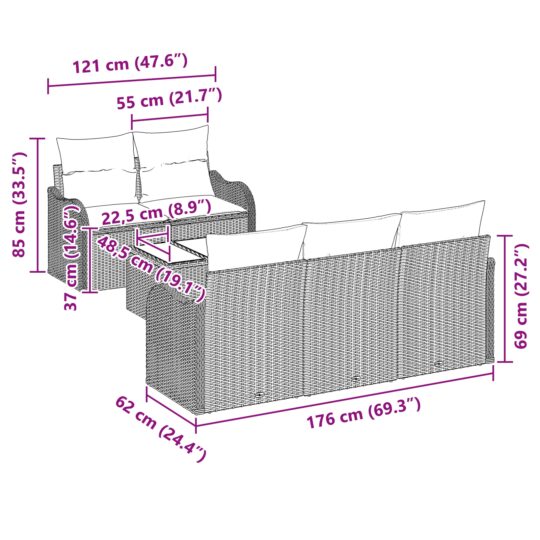 3345582 8 Set de canapele pentru grădină 6 pcs Gri deschis Rattan poli 3345582 8