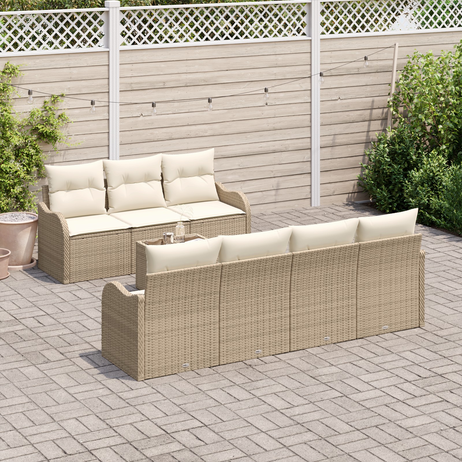 3345611 3 Set de canapele pentru grădină 8 pcs Bej 55 x 55 x 37 cm Set de canapele pentru grădină 8 pcs Bej 55 x 55 x 37 cm - imagine 3