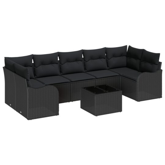 3345623 2 Set de canapele pentru grădină 8 pcs Negru 55 x 55 x 37 cm 3345623 2