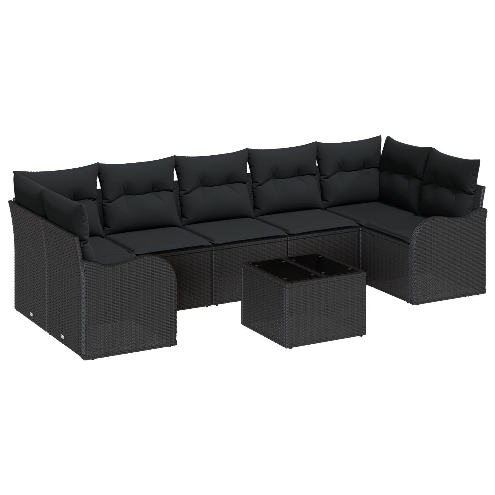 3345623 2 Set de canapele pentru grădină 8 pcs Negru 55 x 55 x 37 cm Set de canapele pentru grădină 8 pcs Negru 55 x 55 x 37 cm - imagine 2