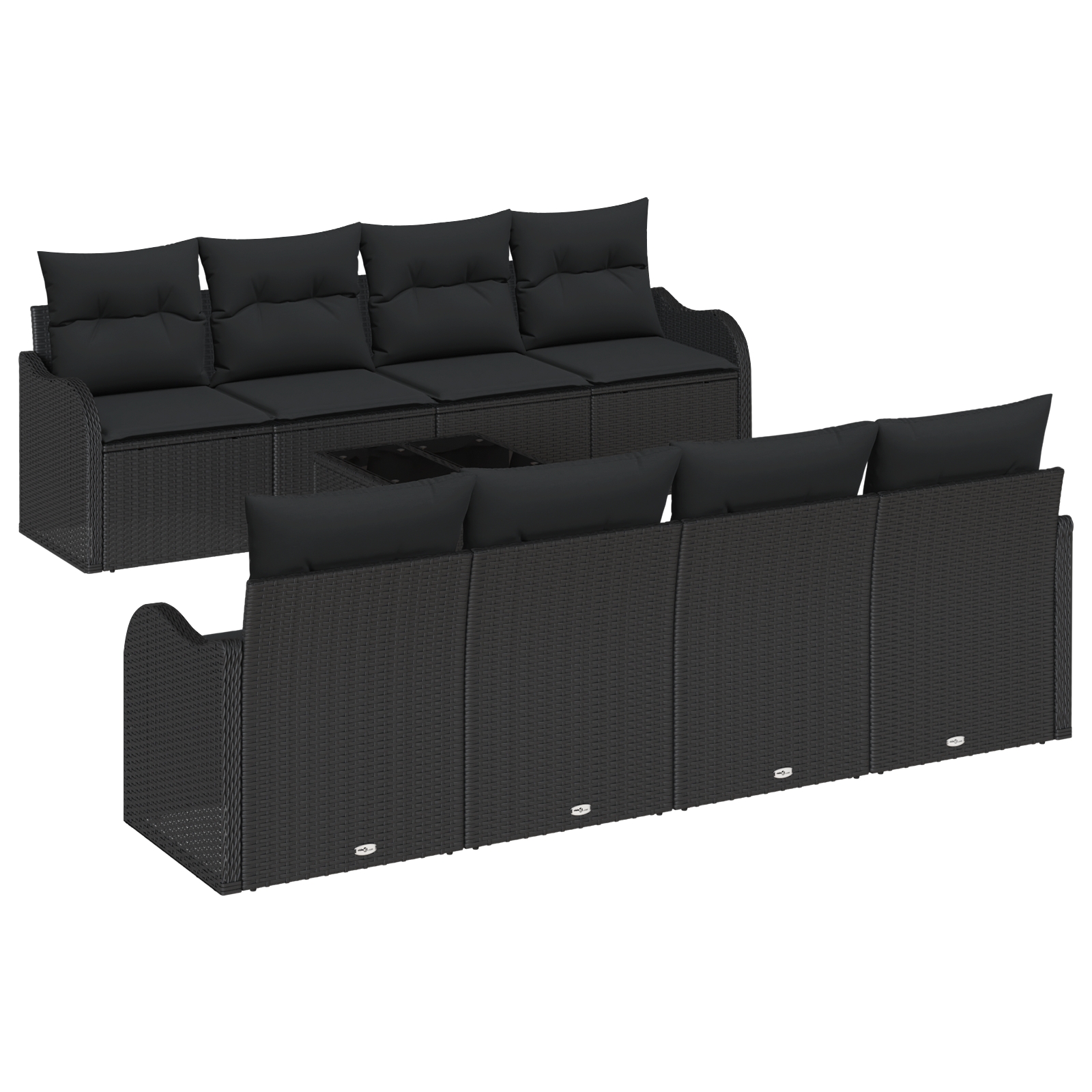 3345633 2 Set de canapele pentru grădină 9 pcs Negru 55 x 55 x 37 cm Set de canapele pentru grădină 9 pcs Negru 55 x 55 x 37 cm - imagine 2
