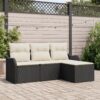 3345647 1 Set de canapele pentru grădină cu pernă 4 pcs Negru Rattan poli 3345647 1