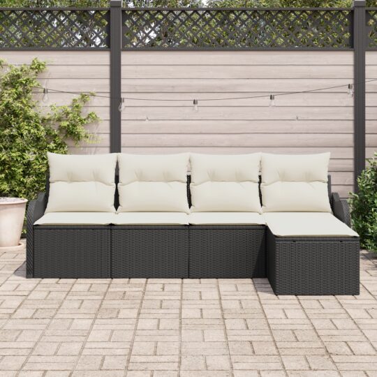 3345657 3 Set de canapele pentru grădină cu pernă 5 pcs Negru Rattan poli 3345657 3