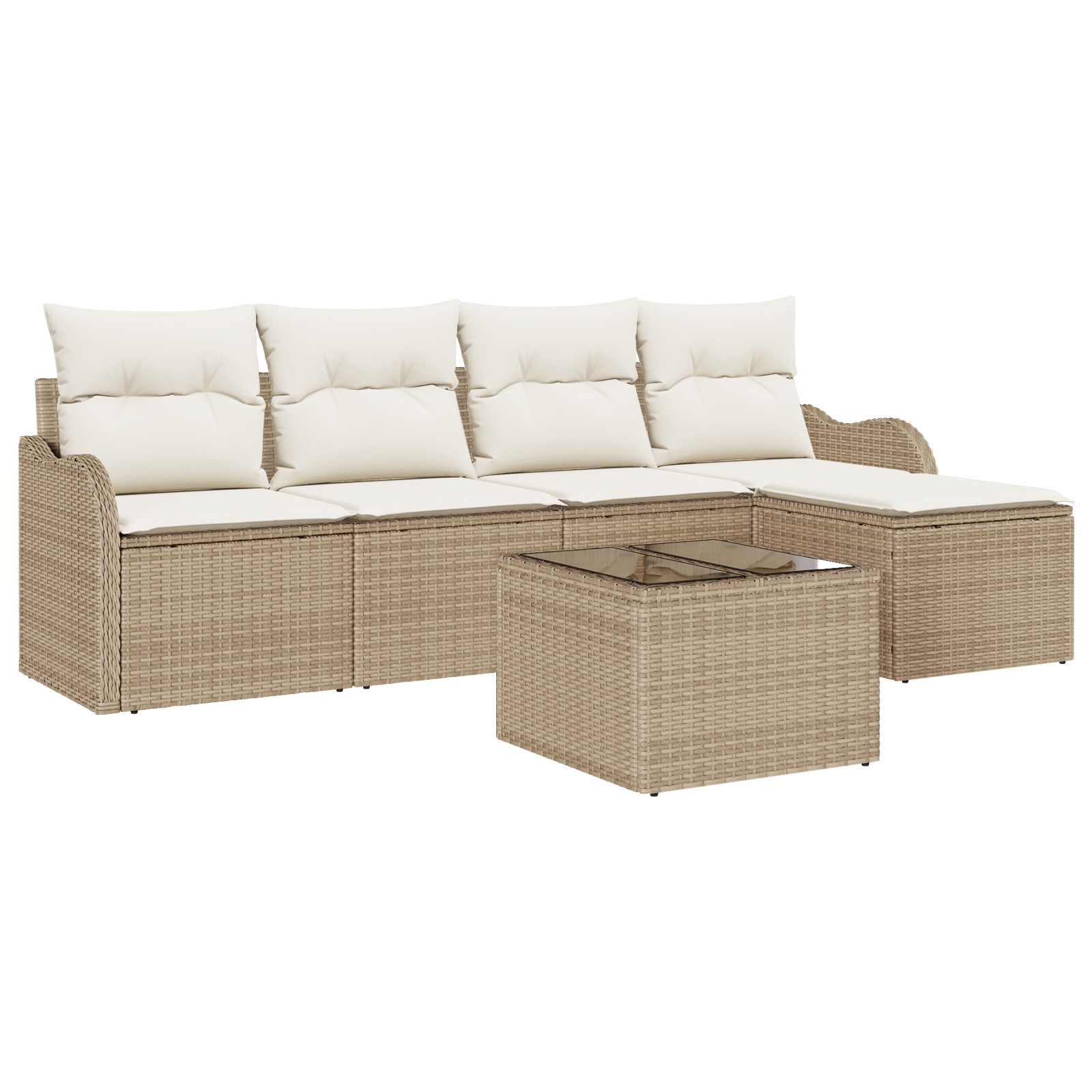 3345671 2 Set de canapele pentru grădină cu pernă 6 pcs Bej Rattan poli Set de canapele pentru grădină cu pernă 6 pcs Bej Rattan poli - imagine 2