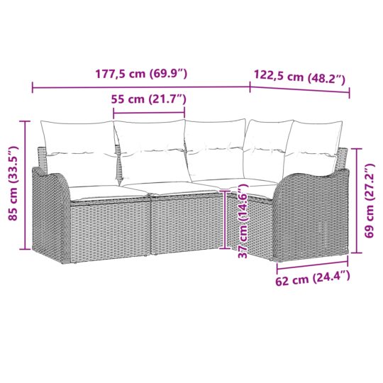 3345680 8 Set de canapele pentru grădină cu pernă 4 pcs Bej Rattan poli 3345680 8