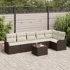 3345728 1 Set de canapele pentru grădină cu pernă 7 pcs Maro Rattan poli 3345728 1