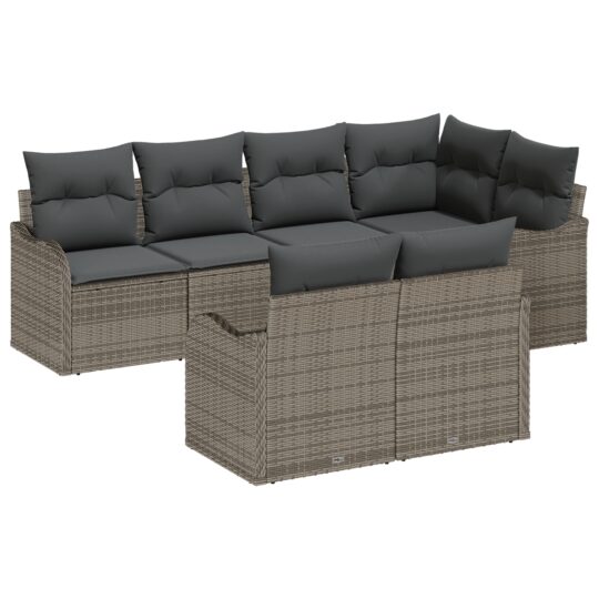Alternative view of Set de canapele pentru grădină cu pernă 7 pcs Gri Rattan poli