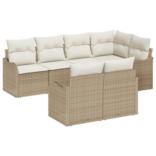 3345741 2 Set de canapele pentru grădină cu pernă 7 pcs Bej Rattan poli 3345741 2