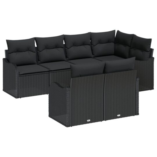 3345743 2 Set de canapele pentru grădină cu pernă 7 pcs Negru Rattan poli 3345743 2