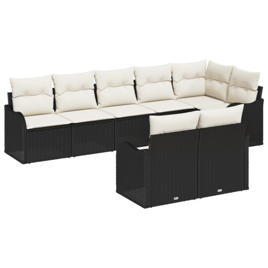 Alternative view of Set de canapele pentru grădină cu pernă 8 pcs Negru Rattan poli