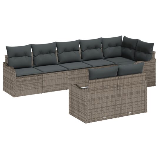 Alternative view of Set de canapele pentru grădină cu pernă 8 pcs Gri Rattan poli