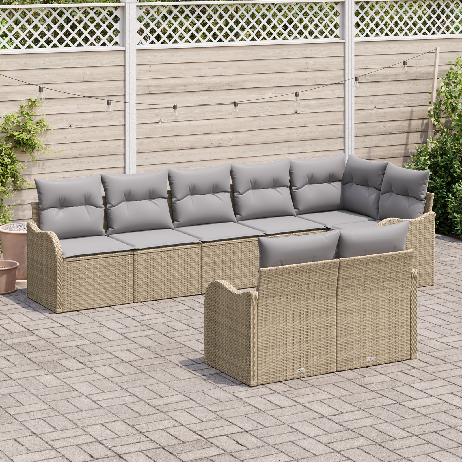 3345750 3 Set de canapele pentru grădină cu pernă 8 pcs Bej Rattan poli Set de canapele pentru grădină cu pernă 8 pcs Bej Rattan poli - imagine 3