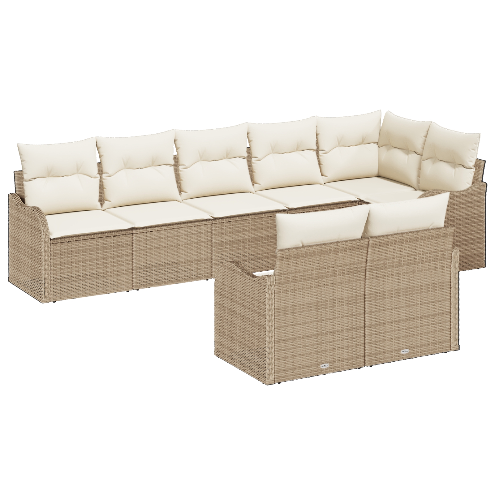 3345751 2 Set de canapele pentru grădină cu pernă 8 pcs Bej Rattan poli Set de canapele pentru grădină cu pernă 8 pcs Bej Rattan poli - imagine 2