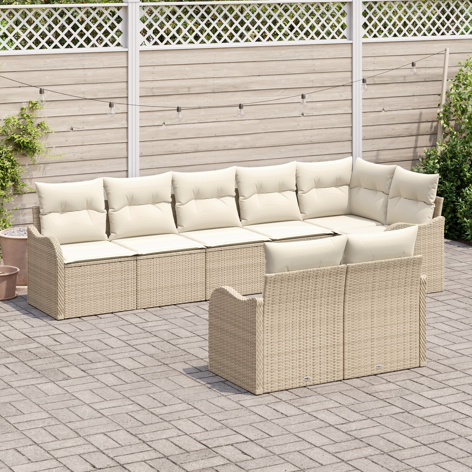 3345751 3 Set de canapele pentru grădină cu pernă 8 pcs Bej Rattan poli Set de canapele pentru grădină cu pernă 8 pcs Bej Rattan poli - imagine 3