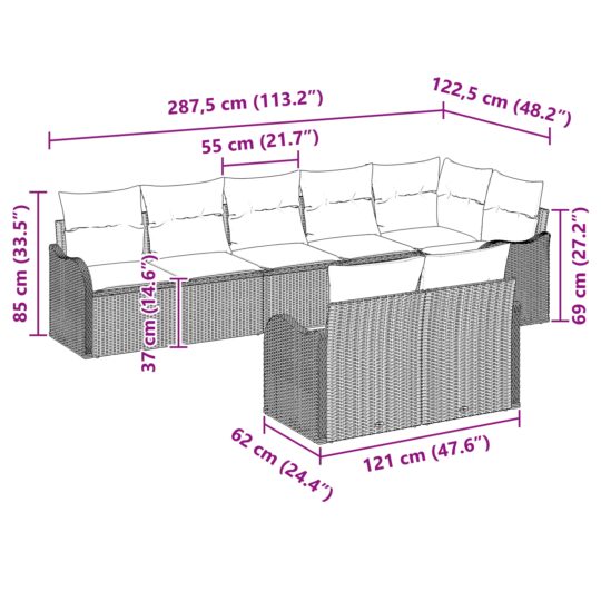 3345751 8 Set de canapele pentru grădină cu pernă 8 pcs Bej Rattan poli 3345751 8