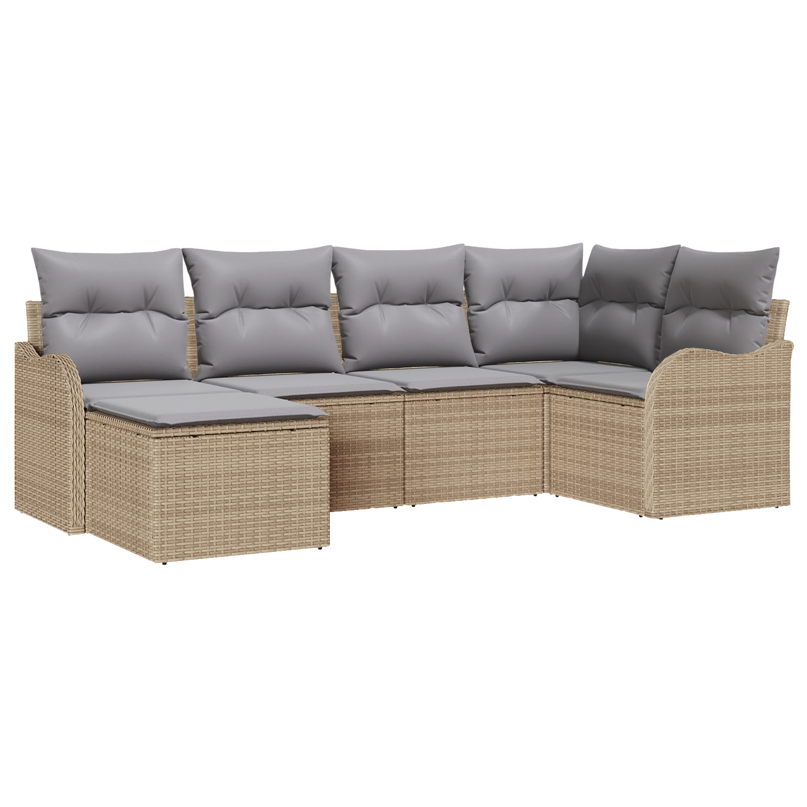 3345770 2 Set de canapele pentru grădină cu pernă 6 pcs Bej Rattan poli Set de canapele pentru grădină cu pernă 6 pcs Bej Rattan poli - imagine 2