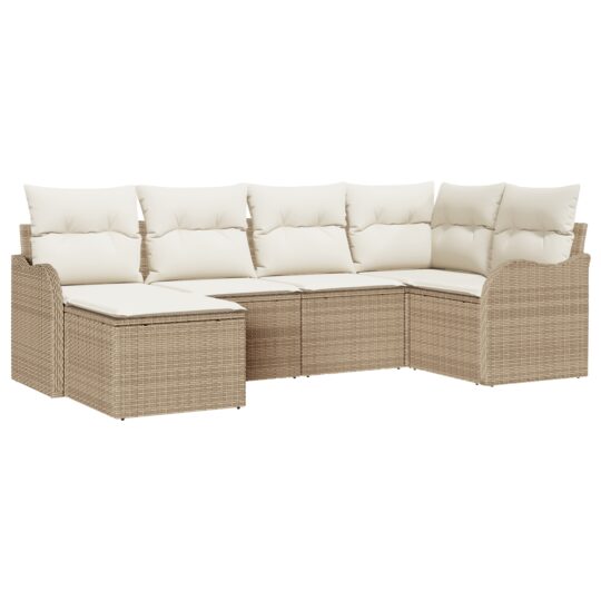 3345771 2 Set de canapele pentru grădină cu pernă 6 pcs Bej Rattan poli 3345771 2