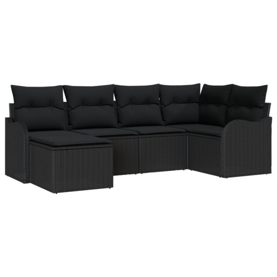 3345773 2 Set de canapele pentru grădină cu pernă 6 pcs Negru Rattan poli 3345773 2