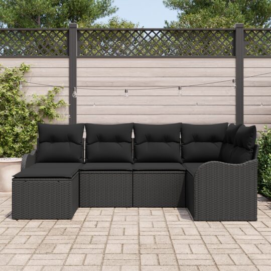 3345773 3 Set de canapele pentru grădină cu pernă 6 pcs Negru Rattan poli 3345773 3