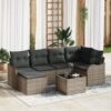 3345779 1 Set de canapele pentru grădină cu pernă 7 pcs Gri Rattan poli 3345779 1
