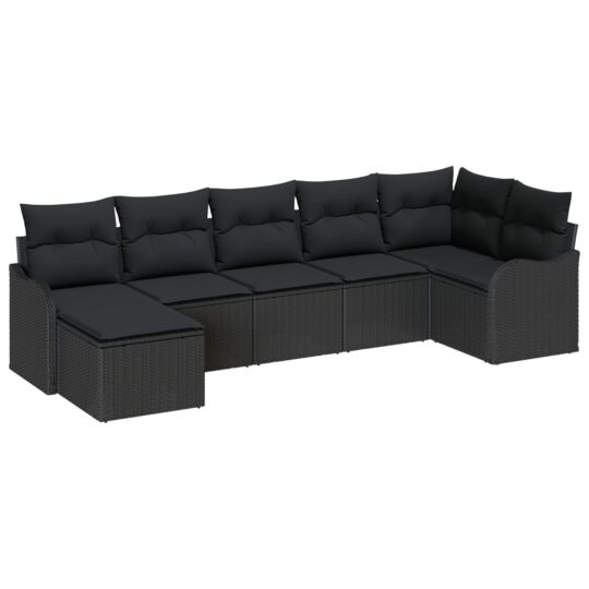 3345793 2 Set de canapele pentru grădină cu pernă 7 pcs Negru Rattan poli 3345793 2