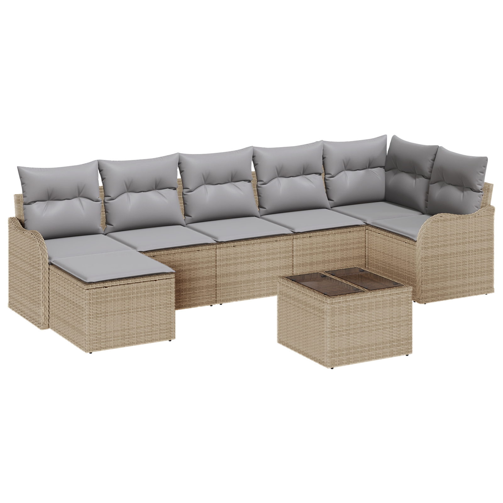 3345800 2 Set de canapele pentru grădină cu pernă 8 pcs Bej Rattan poli Set de canapele pentru grădină cu pernă 8 pcs Bej Rattan poli - imagine 2