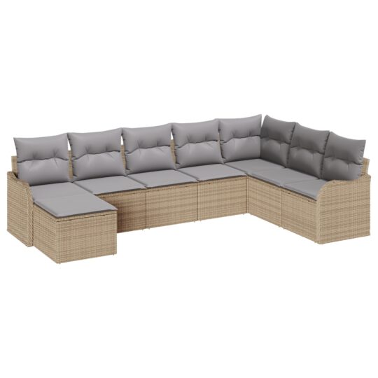 Alternative view of Set de canapele pentru grădină cu pernă 8 pcs Bej Rattan poli