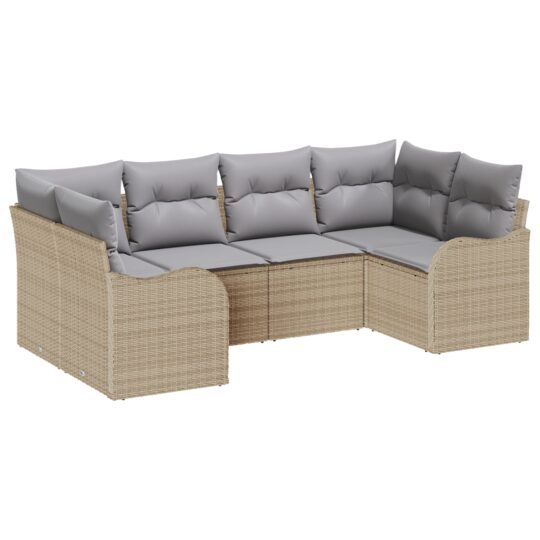 Alternative view of Set de canapele pentru grădină cu pernă 6 pcs Bej Rattan poli