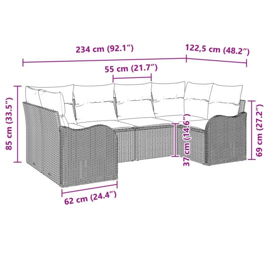 3345840 8 Set de canapele pentru grădină cu pernă 6 pcs Bej Rattan poli 3345840 8
