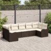 3345848 1 Set de canapele pentru grădină cu pernă 7 pcs Maro Rattan poli 3345848 1