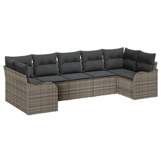 3345849 2 Set de canapele pentru grădină cu pernă 7 pcs Gri Rattan poli 3345849 2