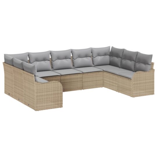 Alternative view of Set de canapele pentru grădină cu pernă 9 pcs Bej Rattan poli