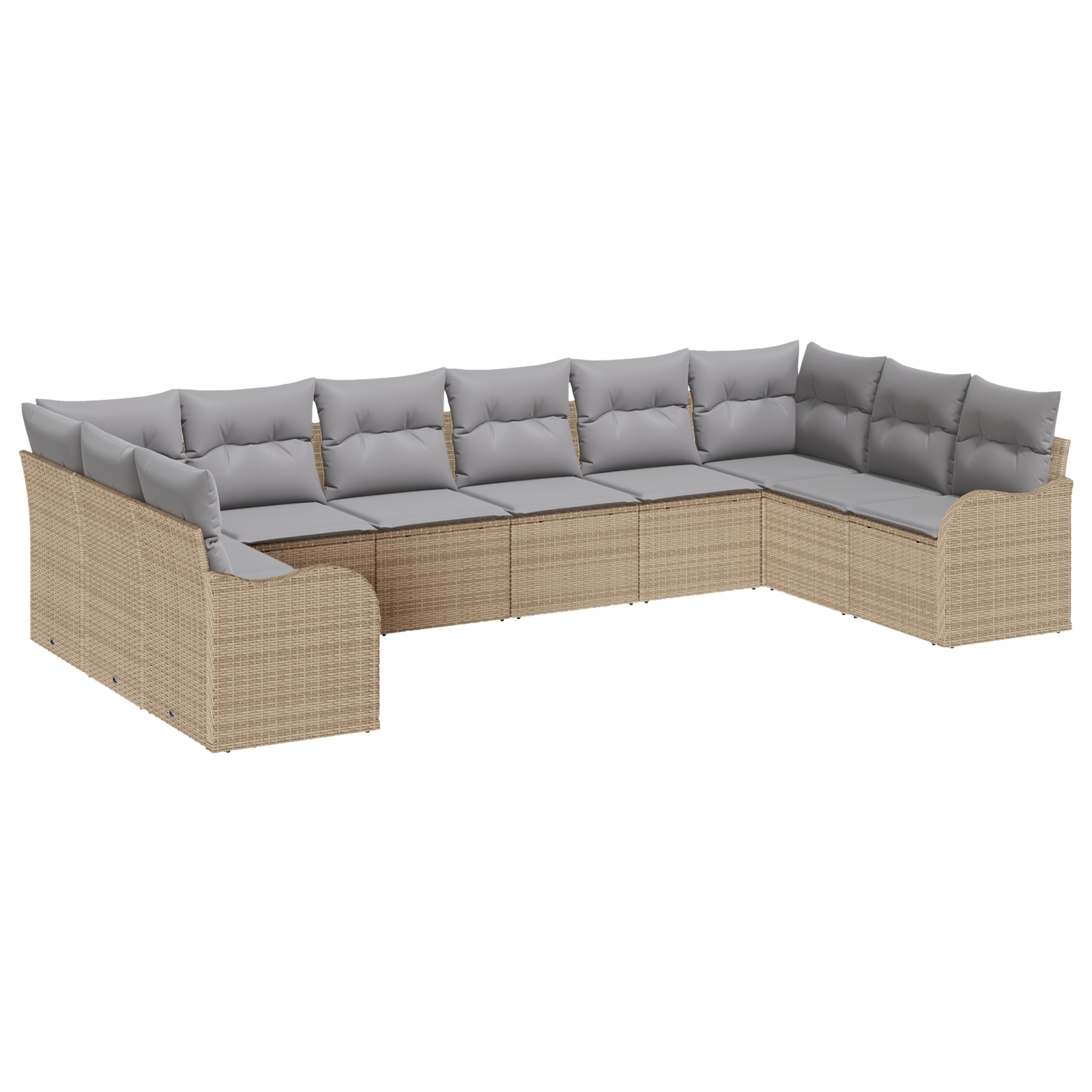 3345880 2 Set de canapele pentru grădină cu pernă 10 pcs Bej Rattan poli Set de canapele pentru grădină cu pernă 10 pcs Bej Rattan poli - imagine 2