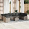 3345889 1 Set de canapele pentru grădină cu pernă 11 pcs Gri Rattan poli 3345889 1