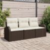 3345898 1 Set de canapele pentru grădină cu pernă 3 pcs Maro Rattan poli 3345898 1